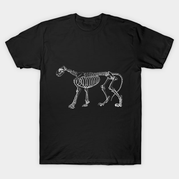 Cat Skeleton T-Shirt by tommartinart